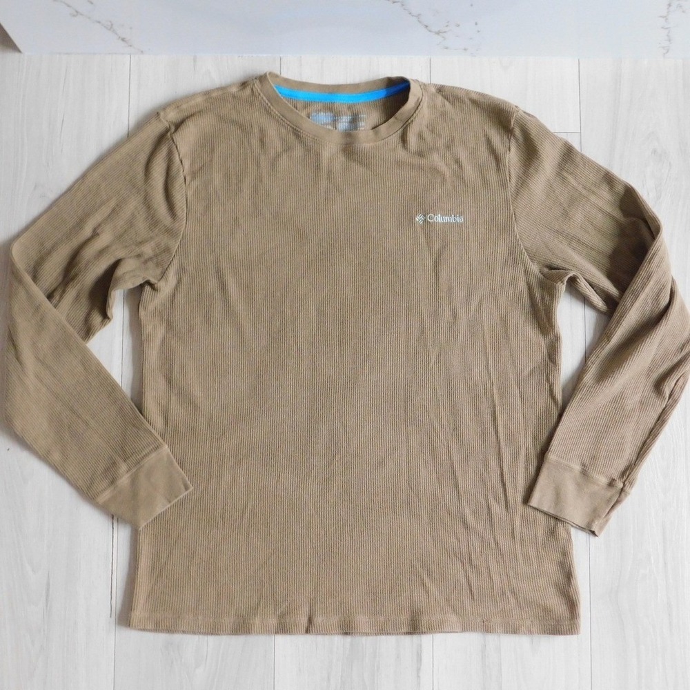 Columbia Thermal Shirt Mens XL Brown Waffle Knit Long Sleeve Outdoor Top